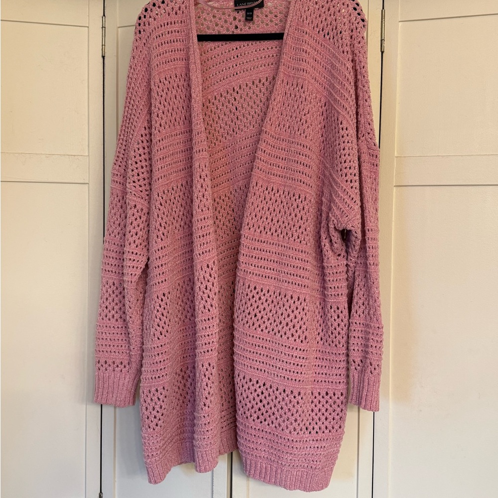 Lane Bryant Pink Open-Knit Cardigan